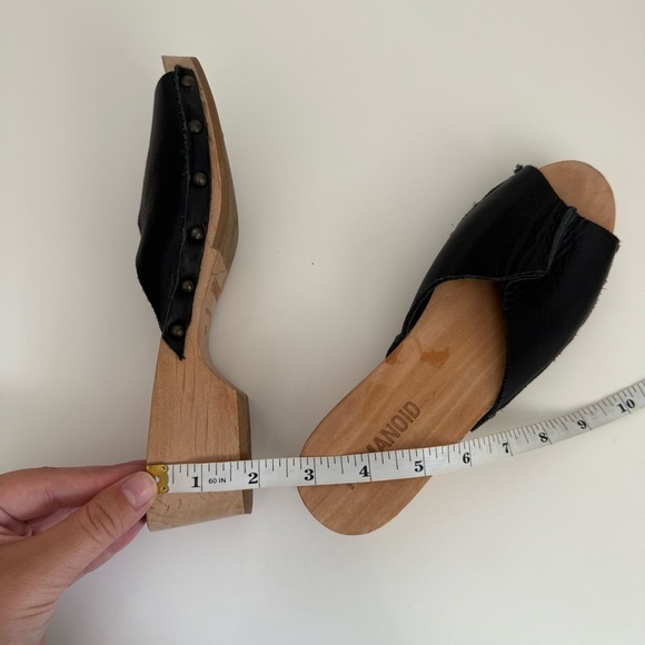 Humanoid Leather Wood Heel Sandals Black Open Toe Clogs EU36 Quiet Luxury - Picture 6 of 7